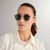 Le Specs Bandwagon Polarised Sunglasses - Crystal Clear front on model