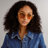 Le Specs Bandwagon Sunglasses - Sand front on model