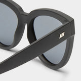 Le Specs Liar Lair Polarised Sunglasses - Black Rubber close upside