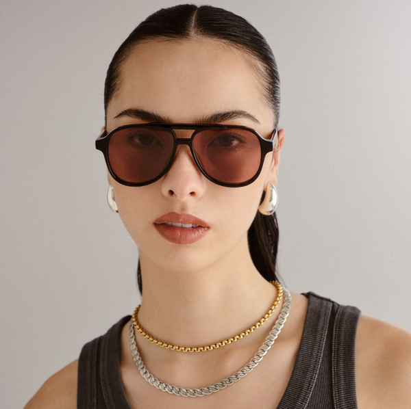 Le Specs Magnanimous Sunglasses - Dark Tort on model