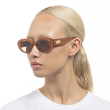 Le Specs Nouveau Sunglasses - Caramel side on model 