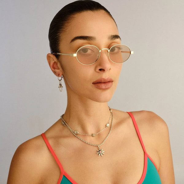 Le Specs Posiedon DEUX Sunglasses - Gold Tan Tint model