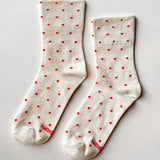 Lee Bon Shoppe Patterned Sneaker Socks - Cream/Red.-