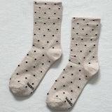 Lee Bon Shoppe Patterned Sneaker Socks - Oatmeal/Black 