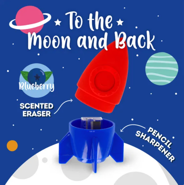 Legami Pencil Sharpener with Eraser - To the Moon and Back