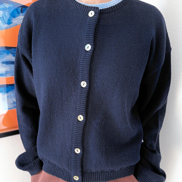 Le Bon Shoppe Cotton Leila Cardigan - Navy