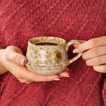 Light Pink & Brown Toned Mug with Handle 