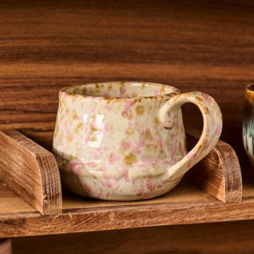 Light Pink & Brown Toned Mug with Handle 