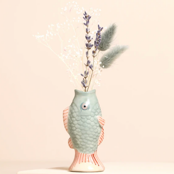 Lisa Angel Blue Ceramic Mini Fish Bud Vase