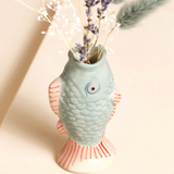 Lisa Angel Blue Ceramic Mini Fish Bud Vase top
