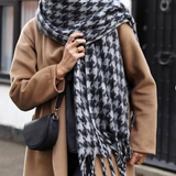 Lisa Angel Charcoal Houndstooth Winter Scarf Styled