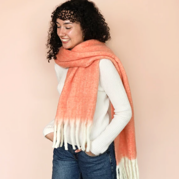Lisa Angel Pastel Orange Winter Scarf Styled