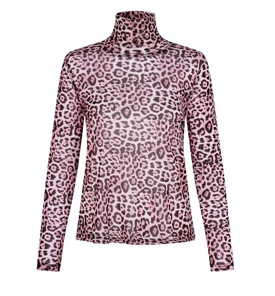 Lollys Laundry OrieLL High Neck Blouse - Pink Leopard