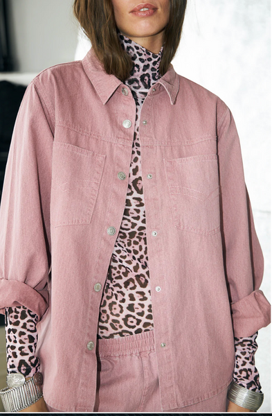 Lollys Laundry OrieLL High Neck Blouse - Pink Leopard