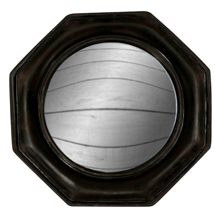 Antiqued Black Octagonal Framed Convex Mirror