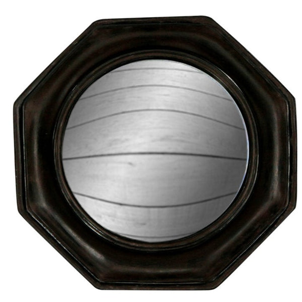 Antiqued Black Octagonal Framed Convex Mirror