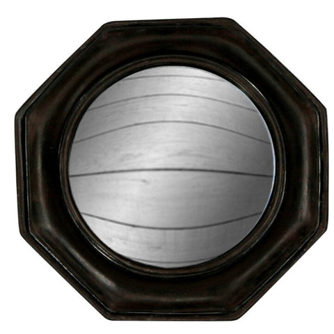 Antiqued Black Octagonal Framed Convex Mirror