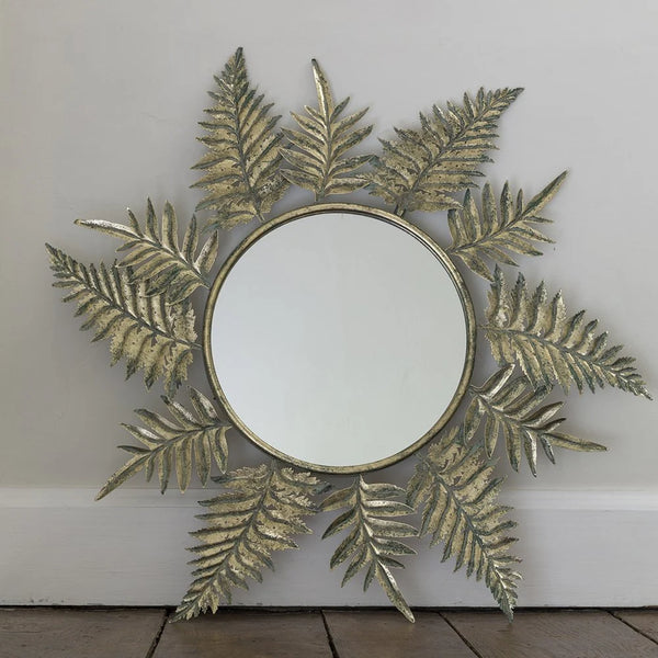 Large Round Leaf Mirror