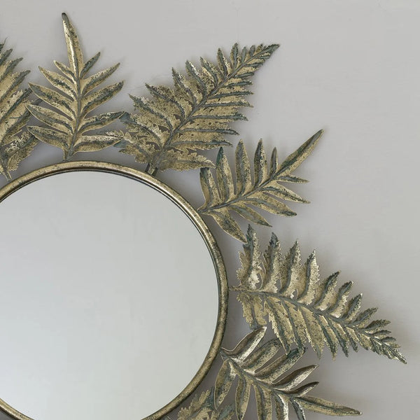 Large Round Leaf Mirror