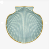 Madam Stoltz Stoneware Seashell Tray - Light Blue