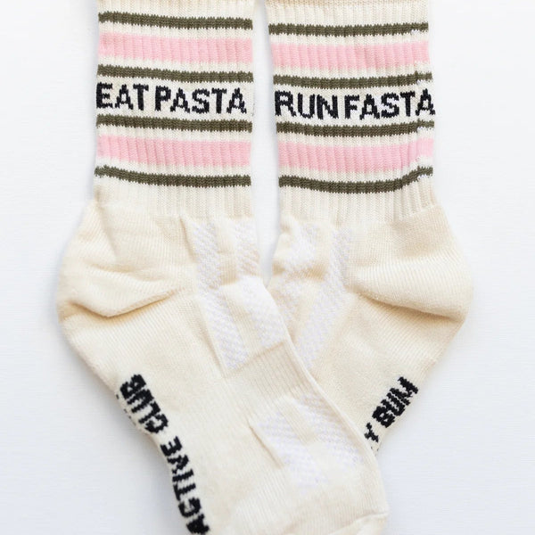 MardyBum_EatPastaRunFasta_SloganSportsSocks-Cream