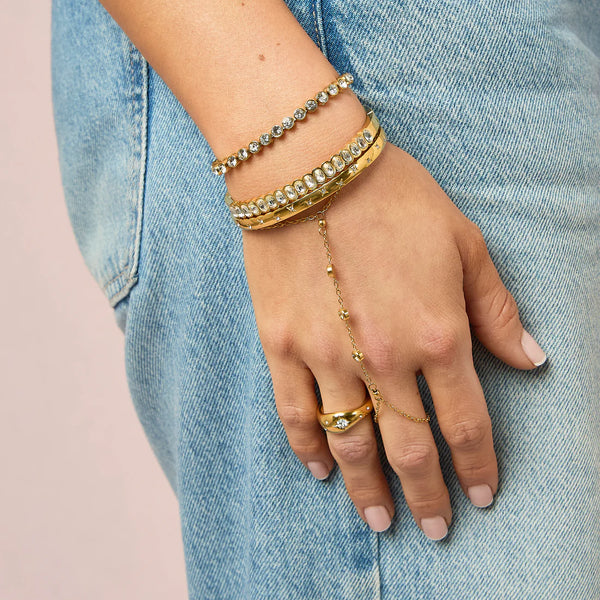 Bijoux De Mimi Martha Waterproof Bangle - Crystal & Gold