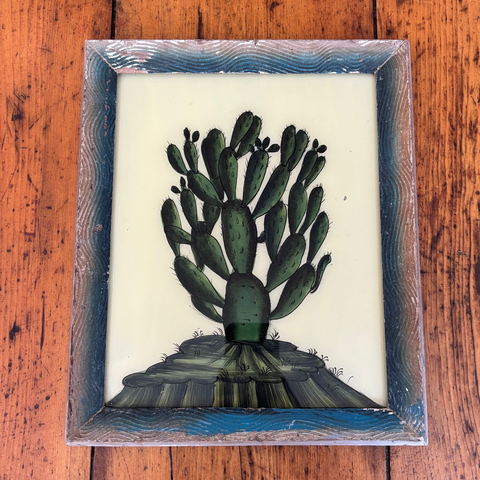 Medium Glass Framed Print - Green Cactus 