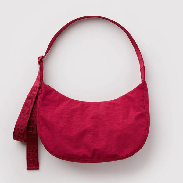 Medium Nylon Crescent Bag - Cherry