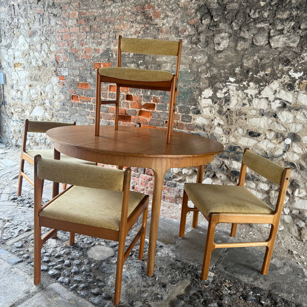Mid Century A.H. McIntosh Teak Table and 4 Chair Set Square
