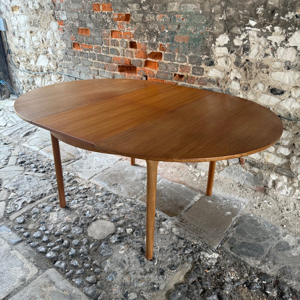 Mid Century A.H. McIntosh Teak Table and 4 Chair Set extended