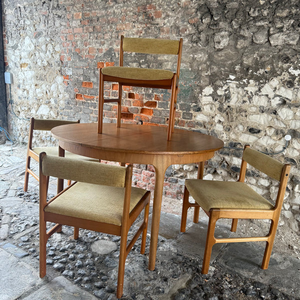 Mid Century A.H. McIntosh Teak Table and 4 Chair Set