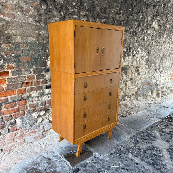 Mid Century C.W.S. Ltd Cabinet Makers Tallboy Left Side
