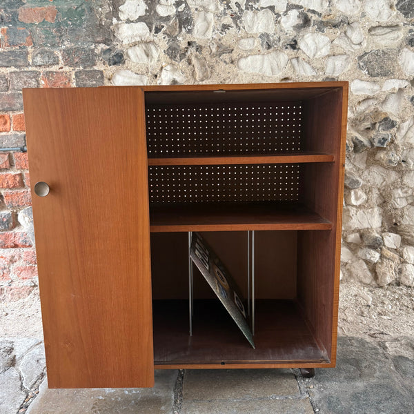 Mid Century Record Cabinet Unit open