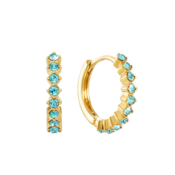Bijoux De Mimi Original Huggie Earrings - Turquoise & Gold