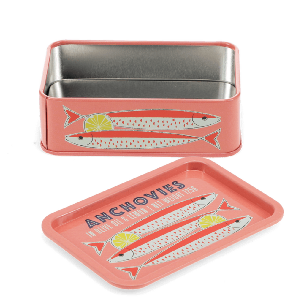Mini Storage Tin With Lid Open - Anchovies 