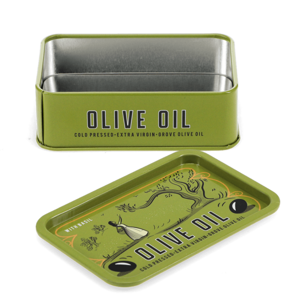 Mini Storage Tin with Lid Open - Olive Oil