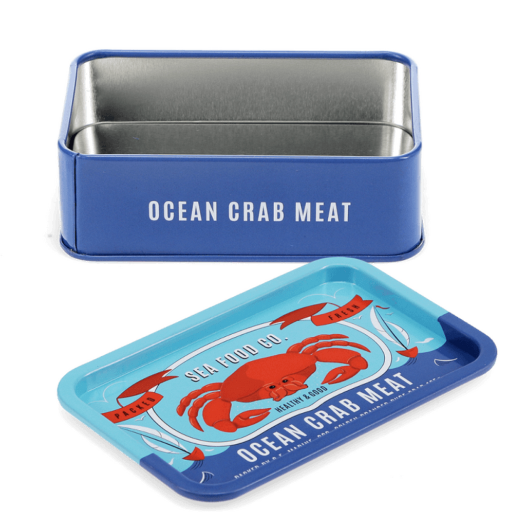 Mini Storage Tin with Lid open - Crab
