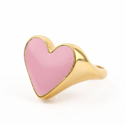 My Doris Pink Large Heart Enamel Ring