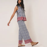 Nobody's Child Valerie Black Gingham Embroidered Top