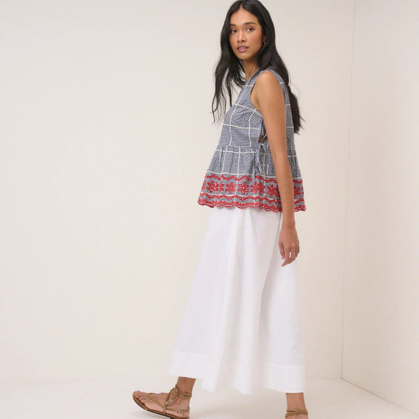 Nobody's Child Valerie Black Gingham Embroidered Top