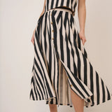 Nobody's Child Black Striped Midi Skirt