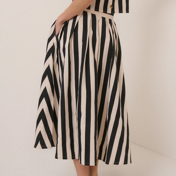 Nobody's Child Black Striped Midi Skirt