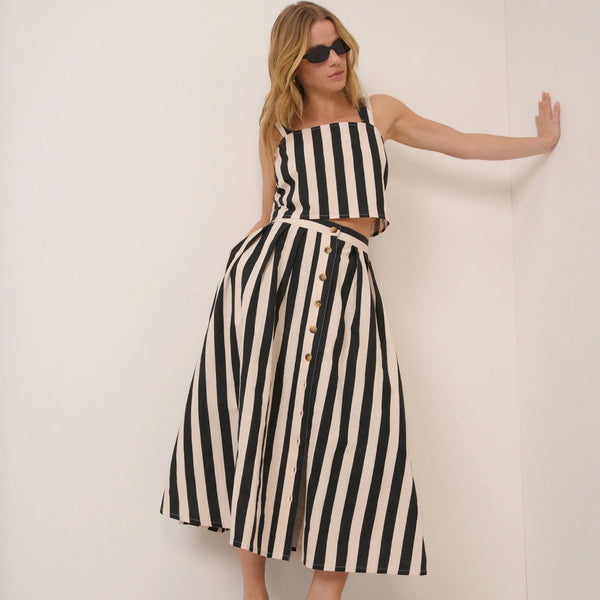 Nobody's Child Black Striped Midi Skirt
