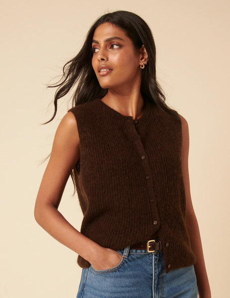 Nobodys Child Brown Button Down Mohair Vest