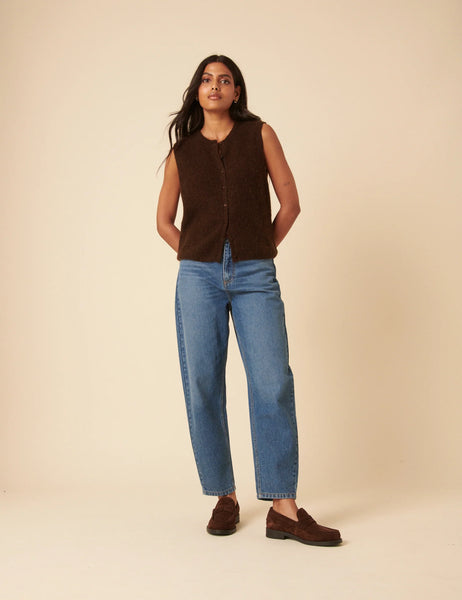 Nobodys Child Brown Button Down Mohair Vest