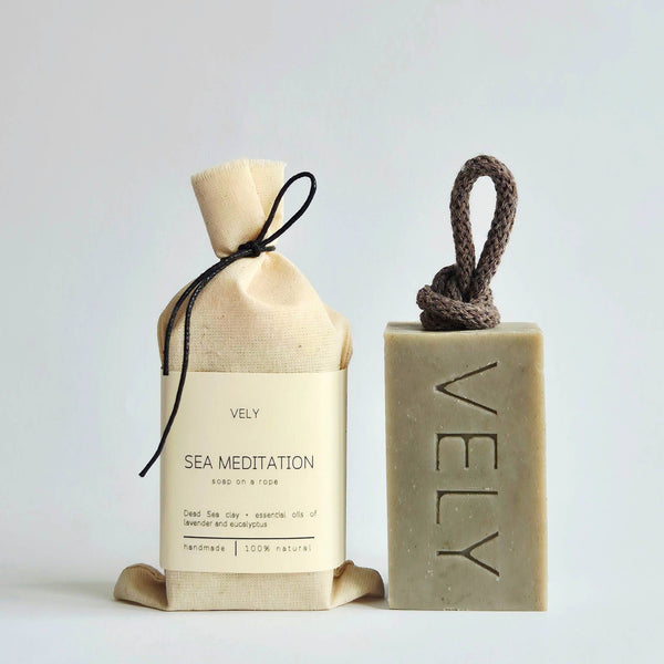 Natural Handmade Soap On A Rope "Sea Meditation" 