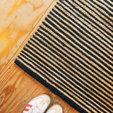 Navy Blue & Natural Jute Rug 60 x 90 cm