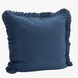 Navy Stripe Ruffle Cushion 