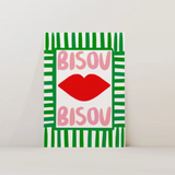 Nephthys Illustrated Bisou Bisou Green Stripe Framed Print