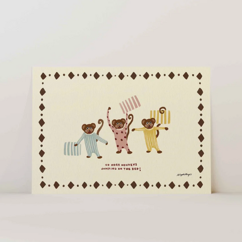 Nephthys Illustrated Monkeys on the Bed Framed Print